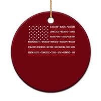 50 US States 4th of July Vintage American Flag Ceramic Ornament