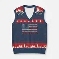 50 US States 4th of July Vintage American Flag V-Neck Knit Sweater Vest