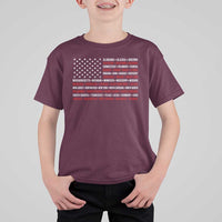 50 US States 4th of July Vintage American Flag T Shirt For Kid