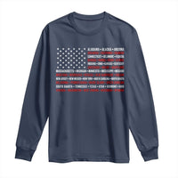 50 US States 4th of July Vintage American Flag Long Sleeve Shirt