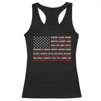 50 US States 4th of July Vintage American Flag Racerback Tank Top