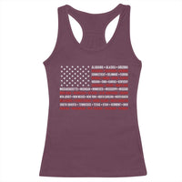 50 US States 4th of July Vintage American Flag Racerback Tank Top