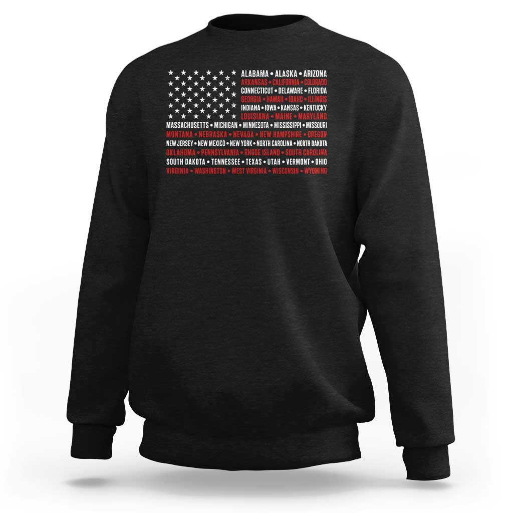 50 US States 4th of July Vintage American Flag Sweatshirt