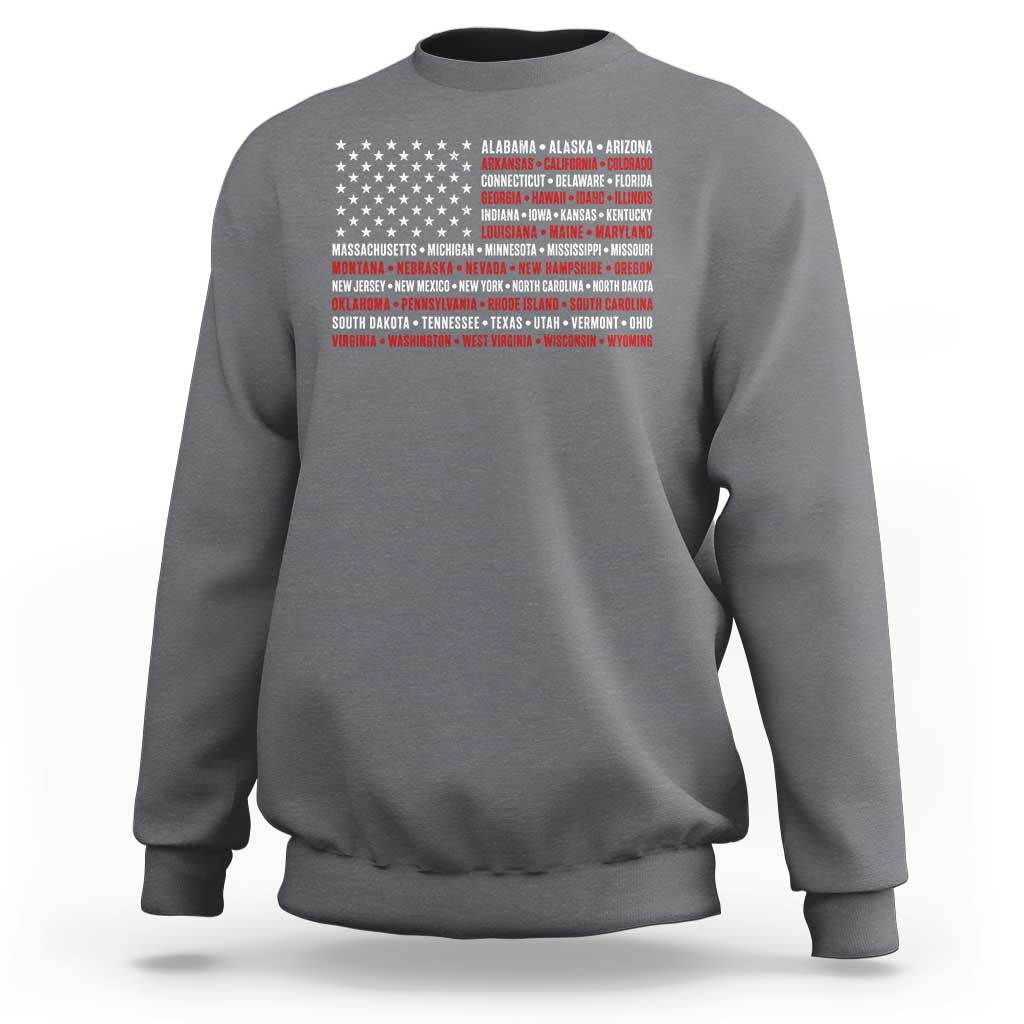 50 US States 4th of July Vintage American Flag Sweatshirt
