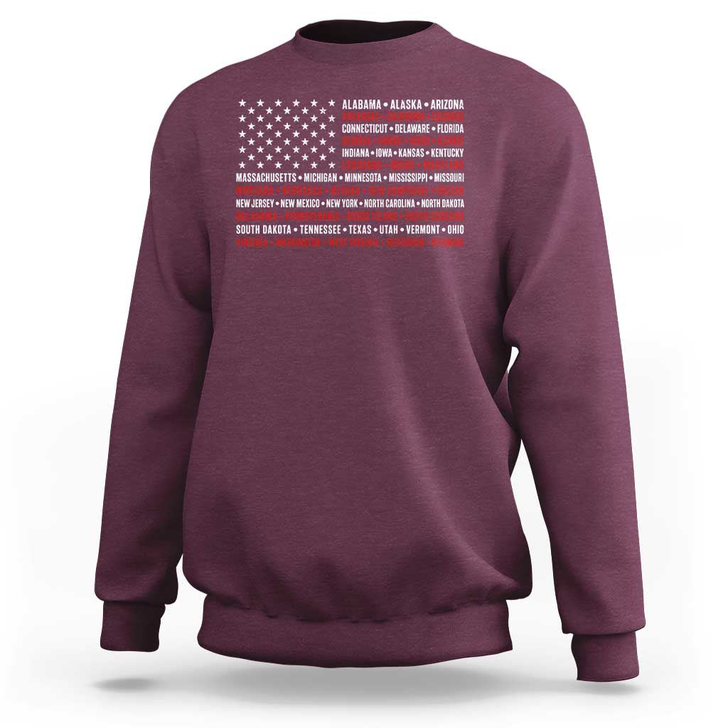 50 US States 4th of July Vintage American Flag Sweatshirt