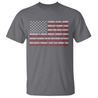 50 US States 4th of July Vintage American Flag T Shirt