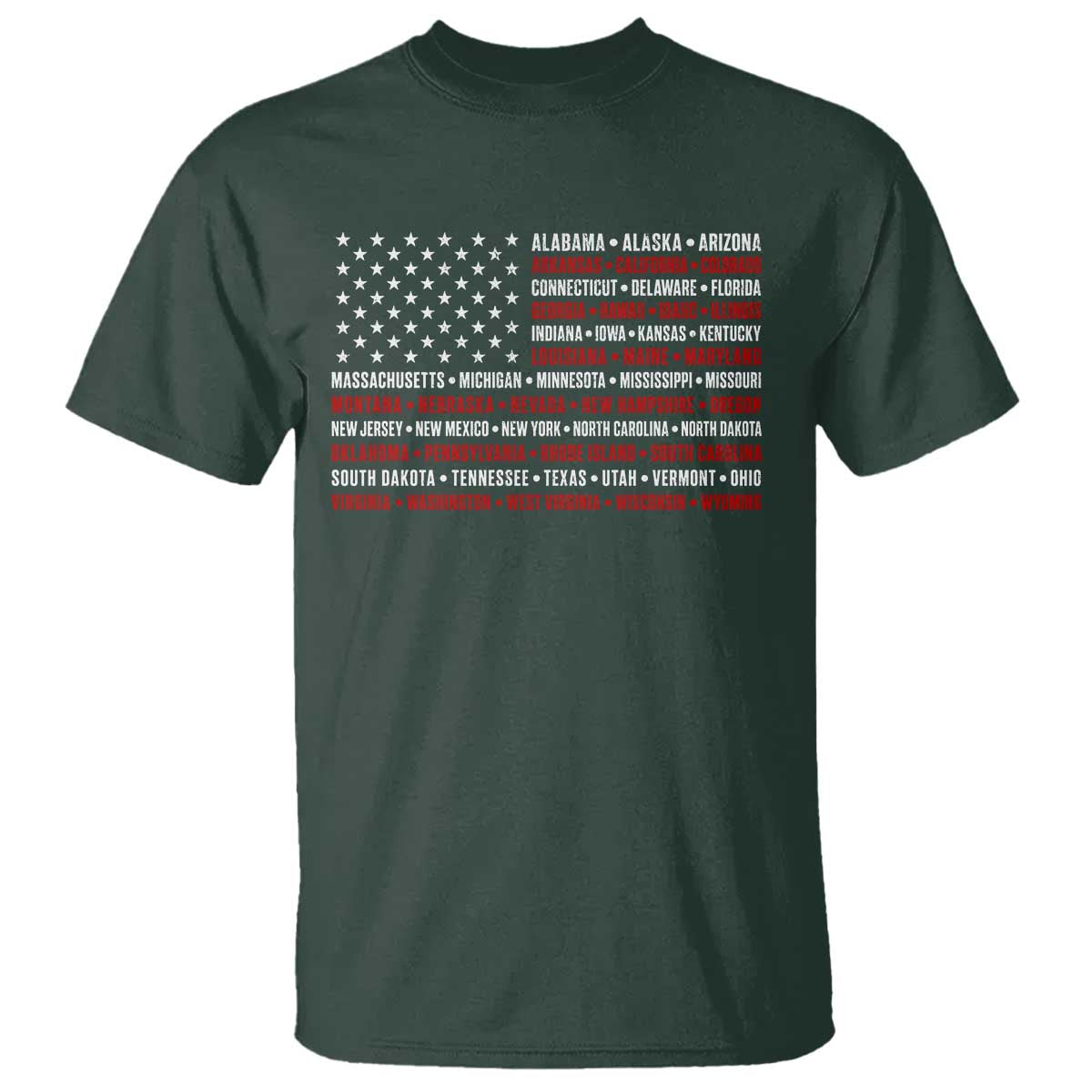 50 US States 4th of July Vintage American Flag T Shirt