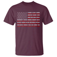 50 US States 4th of July Vintage American Flag T Shirt