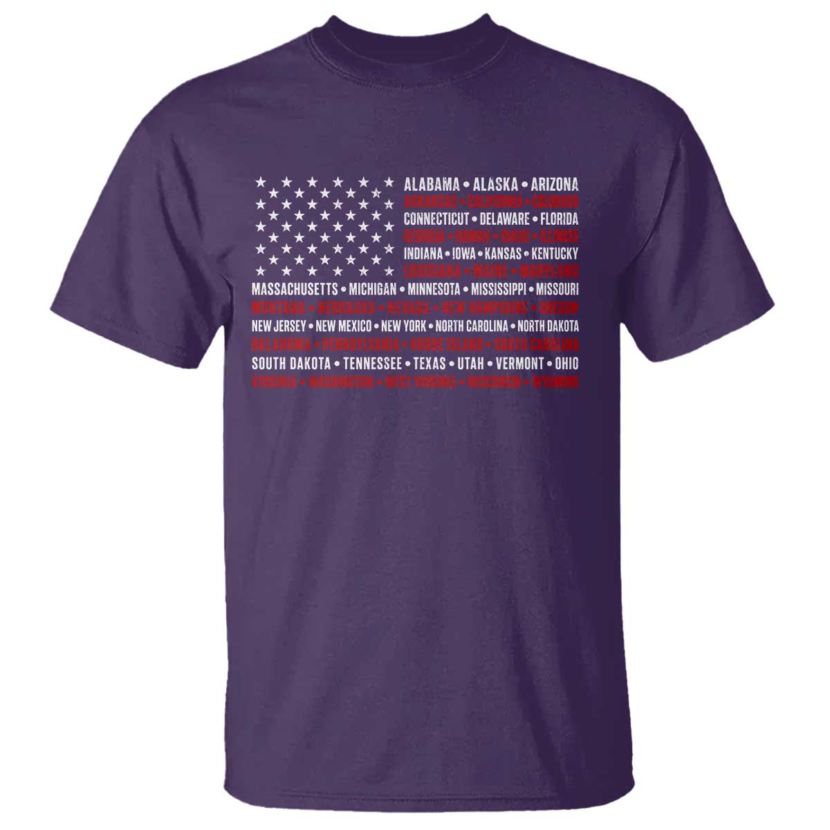 50 US States 4th of July Vintage American Flag T Shirt