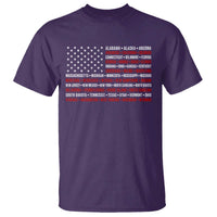 50 US States 4th of July Vintage American Flag T Shirt