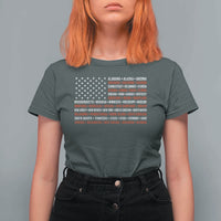 50 US States 4th of July Vintage American Flag T Shirt For Women