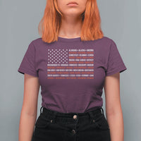 50 US States 4th of July Vintage American Flag T Shirt For Women