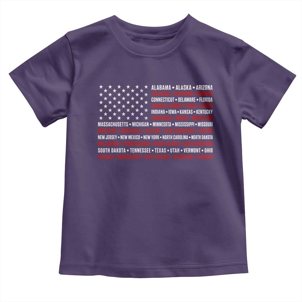 50 US States 4th of July Vintage American Flag Toddler T Shirt
