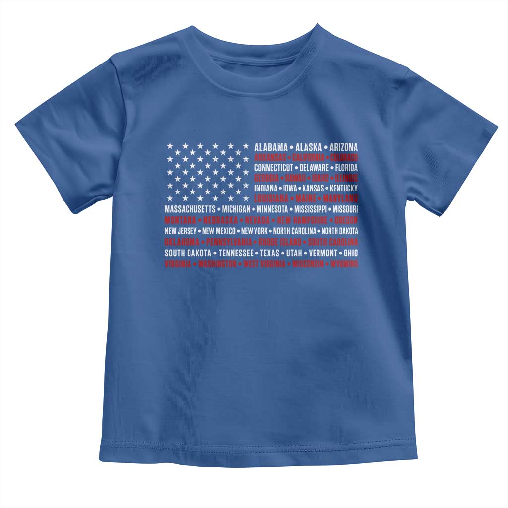 50 US States 4th of July Vintage American Flag Toddler T Shirt