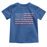 50 US States 4th of July Vintage American Flag Toddler T Shirt