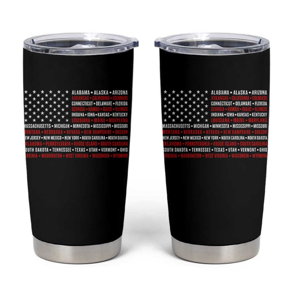 50 US States 4th of July Vintage American Flag Tumbler Cup