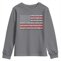 50 US States 4th of July Vintage American Flag Youth Sweatshirt