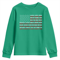 50 US States 4th of July Vintage American Flag Youth Sweatshirt