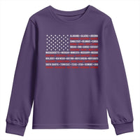 50 US States 4th of July Vintage American Flag Youth Sweatshirt