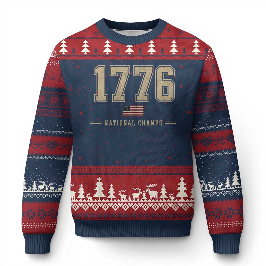 1776 National Champs 250th Anniversary USA 4th of July Ugly Christmas Sweater