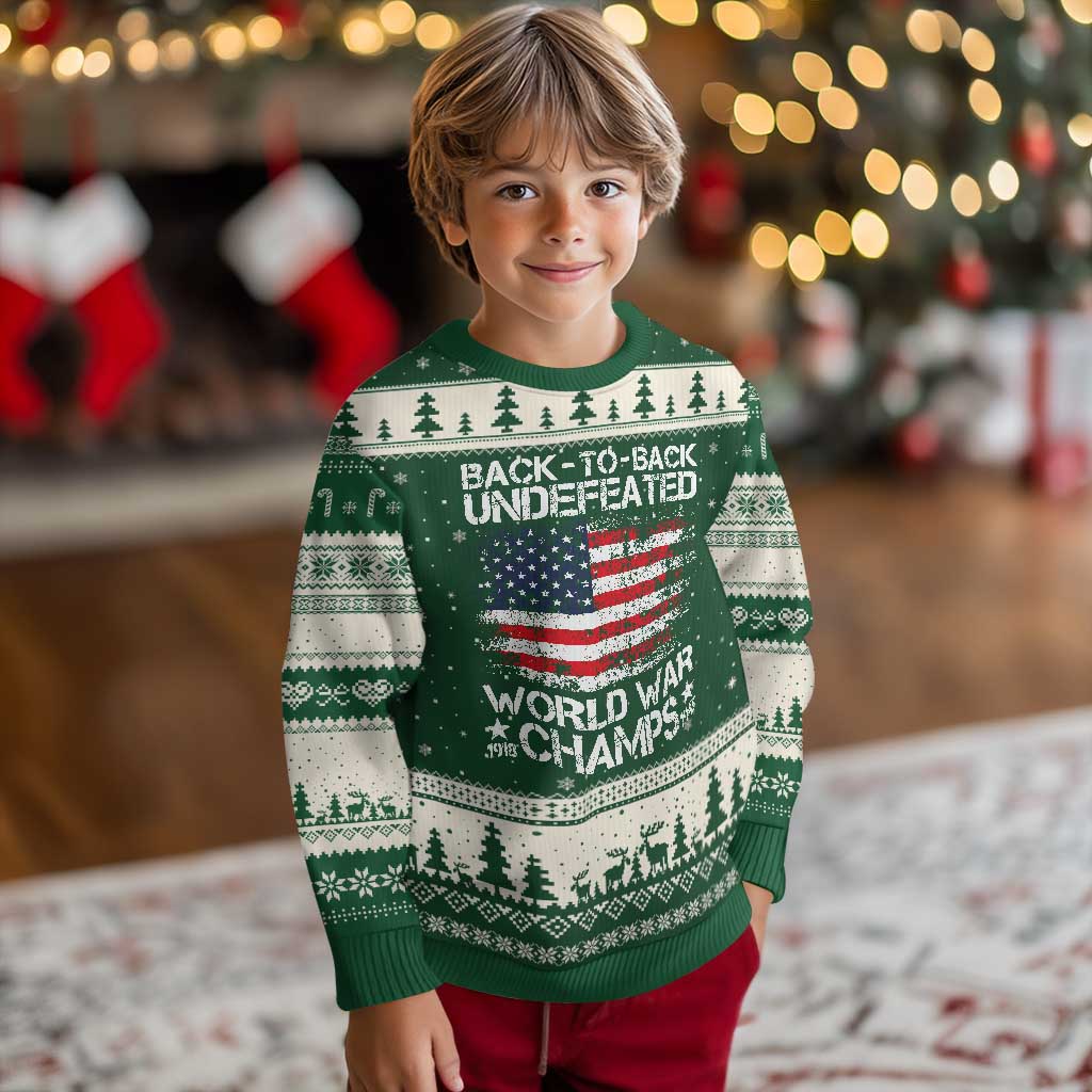 Back To Back Undefeated World War Champs 4th Of July Ugly Christmas Sweater 1918 1945 US History