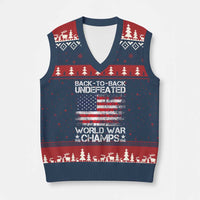 Back To Back Undefeated World War Champs 4th Of July V-Neck Knit Sweater Vest 1918 1945 US History