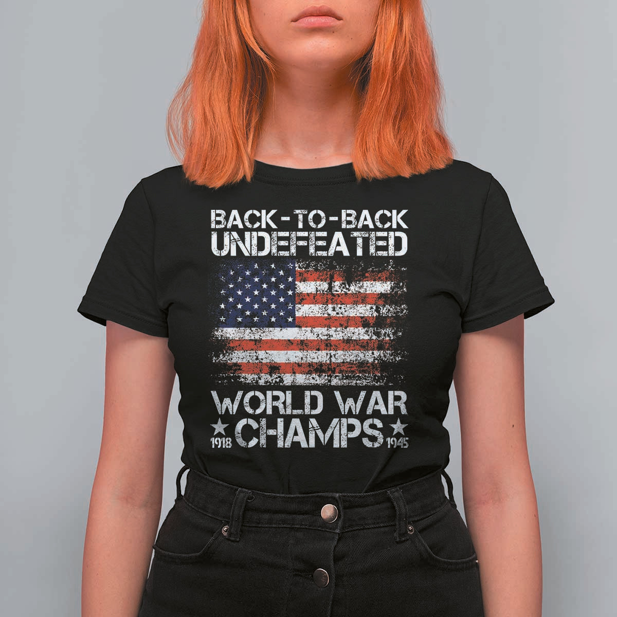 Back To Back Undefeated World War Champs 4th Of July T Shirt For Women 1918 1945 US History