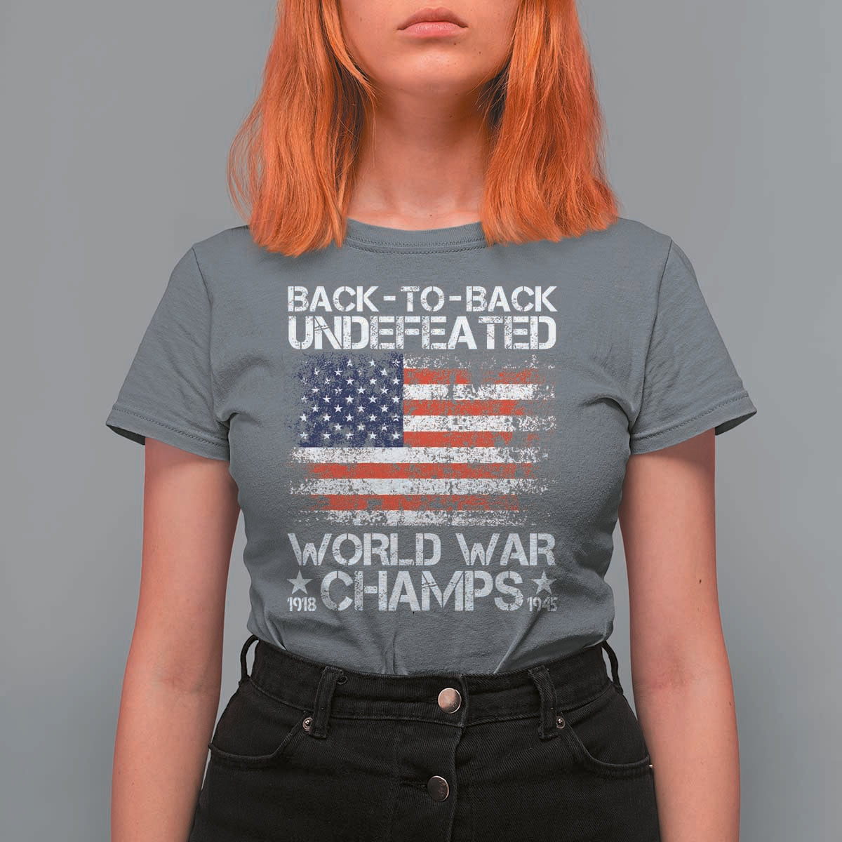 Back To Back Undefeated World War Champs 4th Of July T Shirt For Women 1918 1945 US History