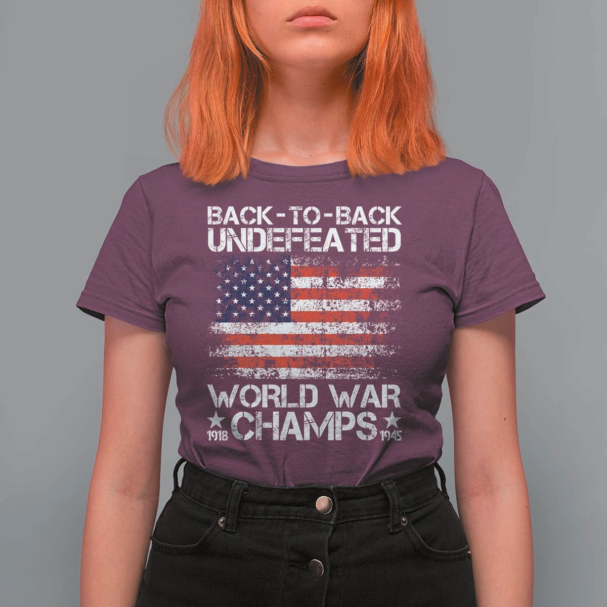 Back To Back Undefeated World War Champs 4th Of July T Shirt For Women 1918 1945 US History