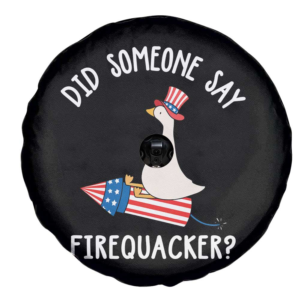 Patriotic Silly Goose 4th of July Spare Tire Cover Did Someone Say Firequacker