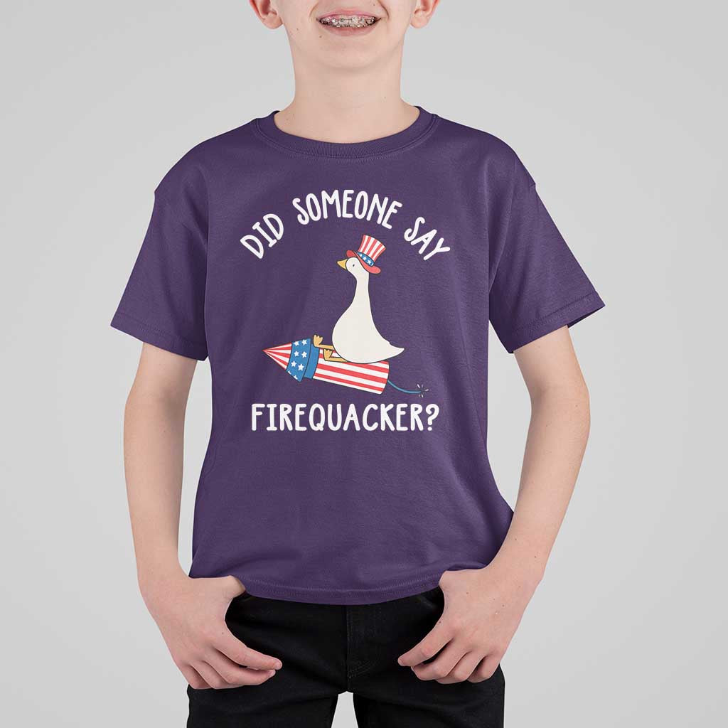 Patriotic Silly Goose 4th of July T Shirt For Kid Did Someone Say Firequacker