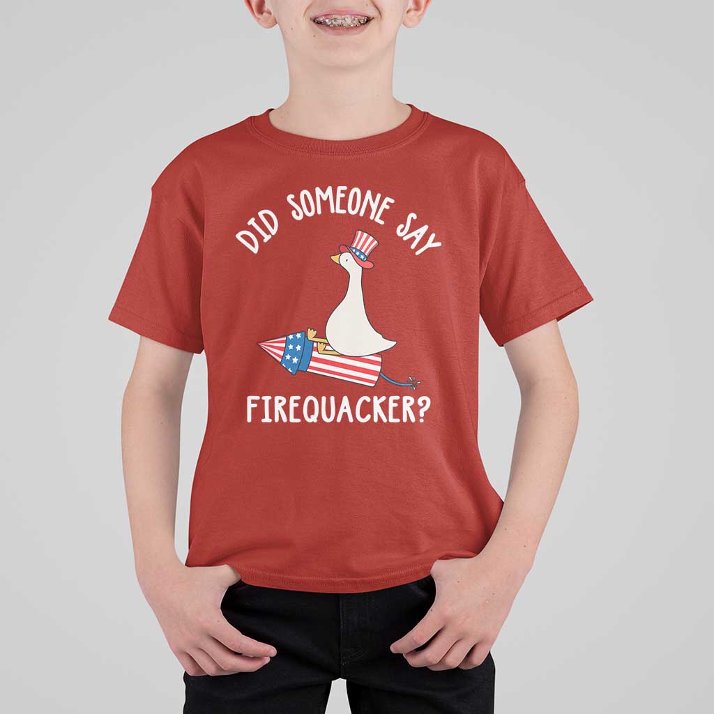 Patriotic Silly Goose 4th of July T Shirt For Kid Did Someone Say Firequacker