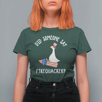 Patriotic Silly Goose 4th of July T Shirt For Women Did Someone Say Firequacker