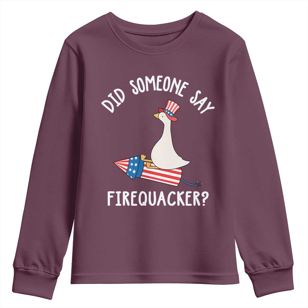 Patriotic Silly Goose 4th of July Youth Sweatshirt Did Someone Say Firequacker