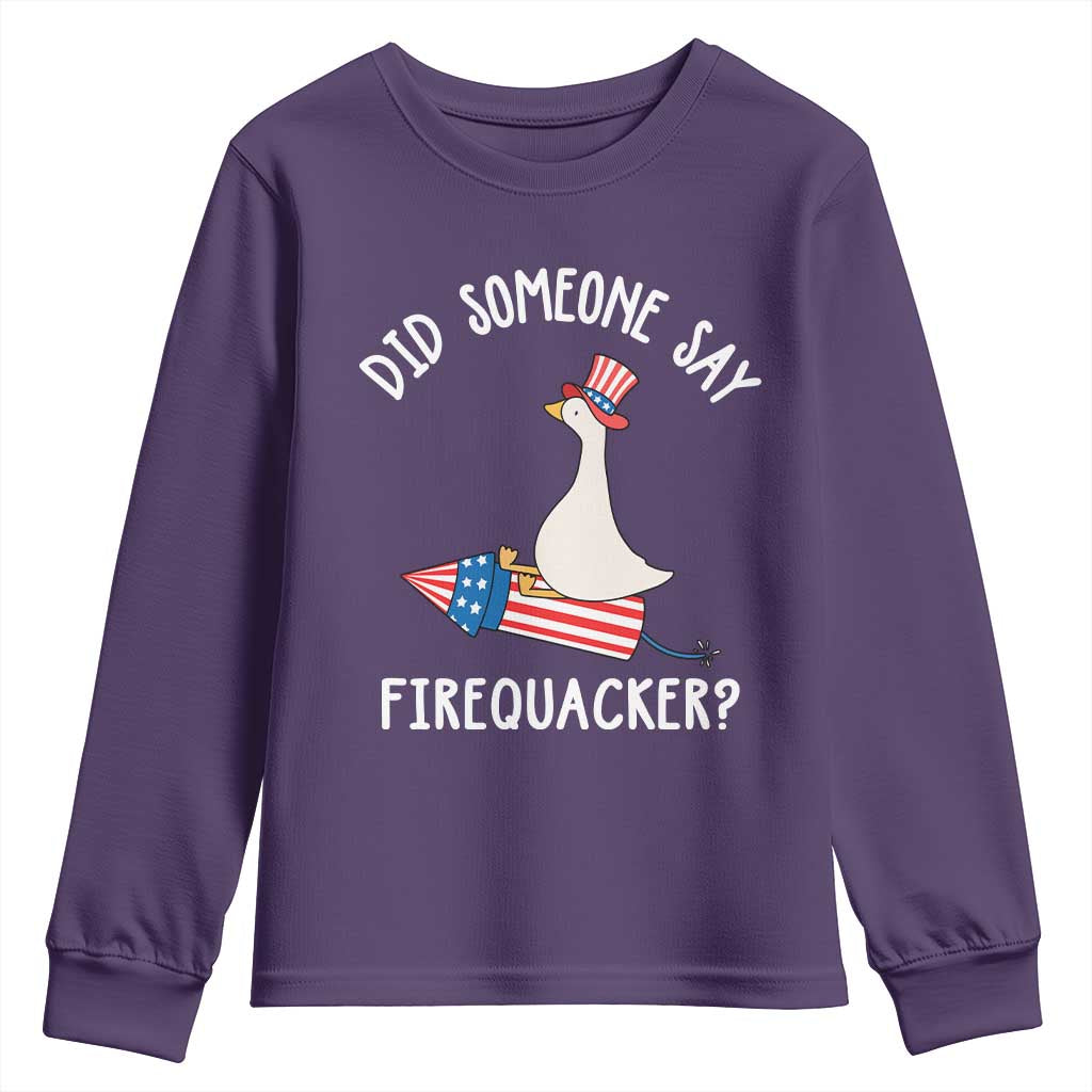 Patriotic Silly Goose 4th of July Youth Sweatshirt Did Someone Say Firequacker