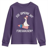 Patriotic Silly Goose 4th of July Youth Sweatshirt Did Someone Say Firequacker