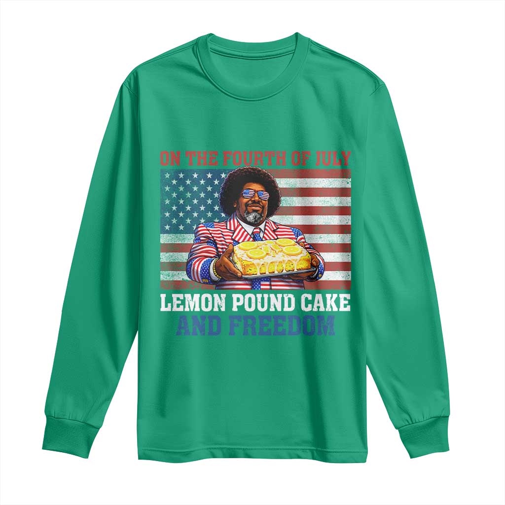 Lemon Pound Cake And Freedom Long Sleeve Shirt 4th of July Hip Hop Edgy Humor Rap Fan
