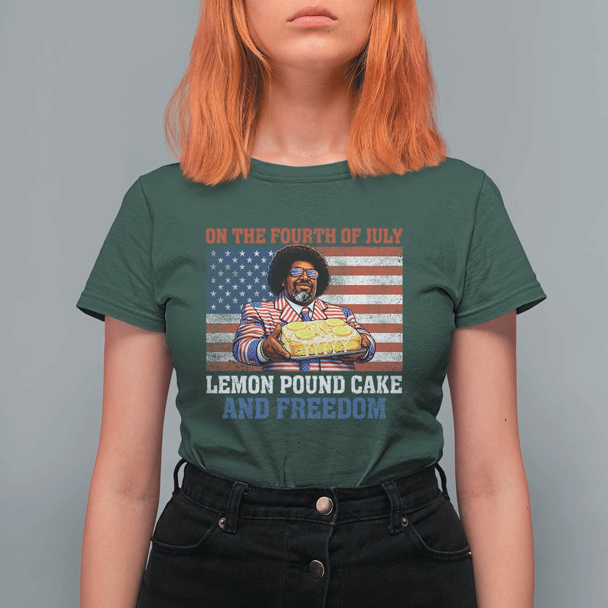 Lemon Pound Cake And Freedom T Shirt For Women 4th of July Hip Hop Edgy Humor Rap Fan