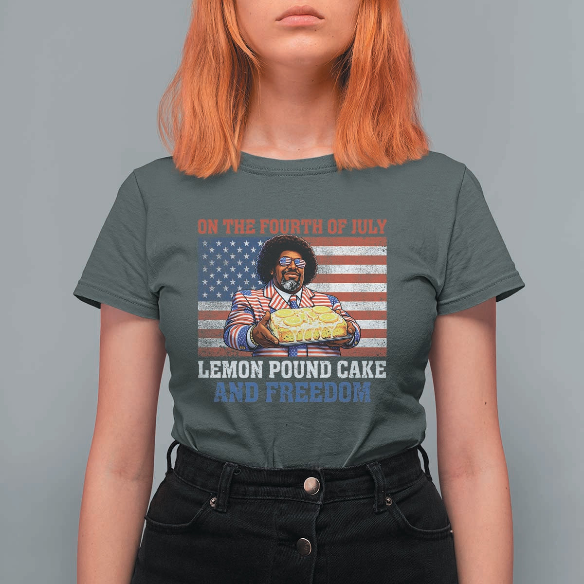 Lemon Pound Cake And Freedom T Shirt For Women 4th of July Hip Hop Edgy Humor Rap Fan