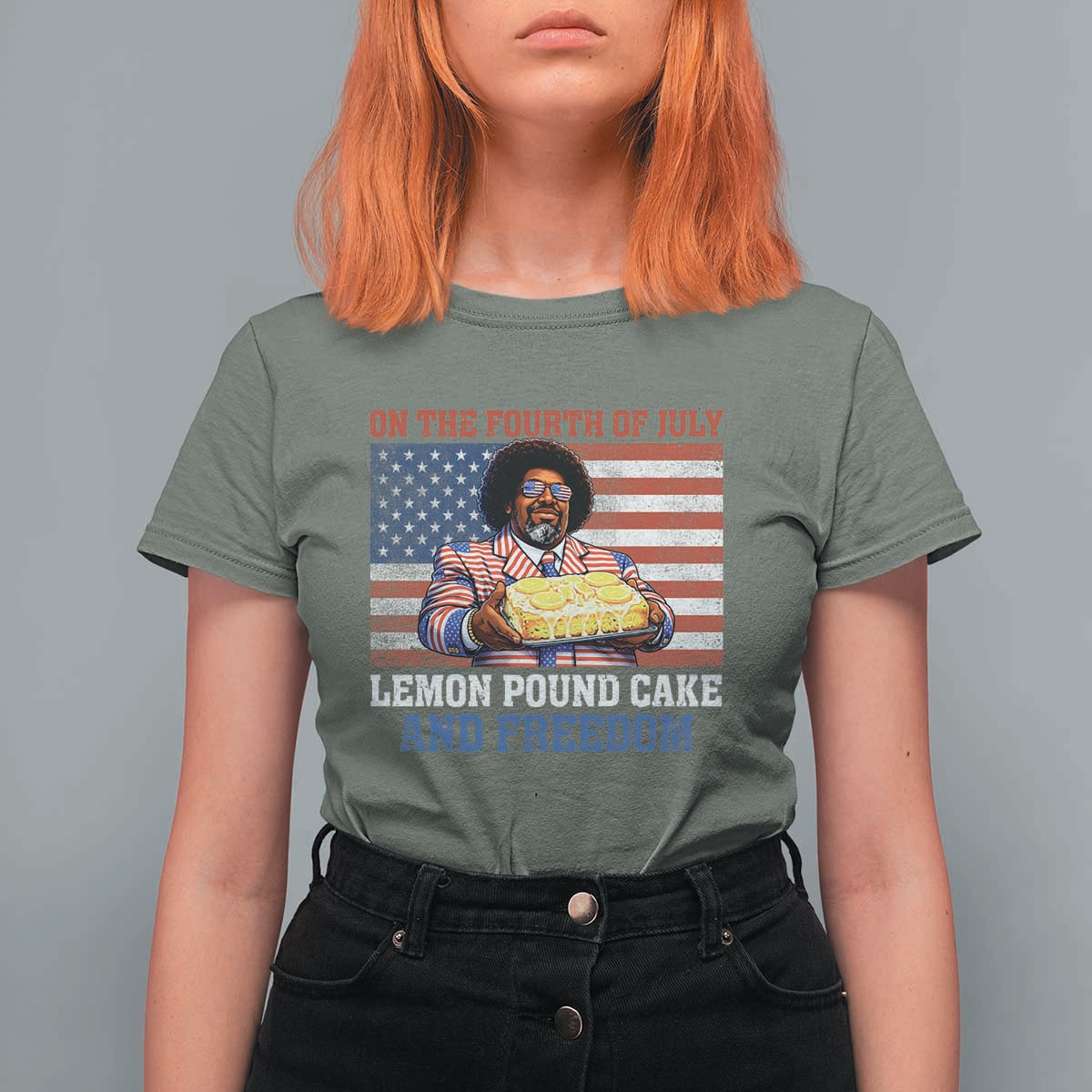 Lemon Pound Cake And Freedom T Shirt For Women 4th of July Hip Hop Edgy Humor Rap Fan