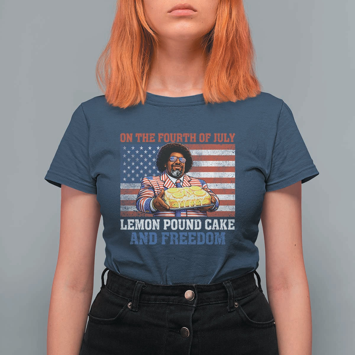 Lemon Pound Cake And Freedom T Shirt For Women 4th of July Hip Hop Edgy Humor Rap Fan