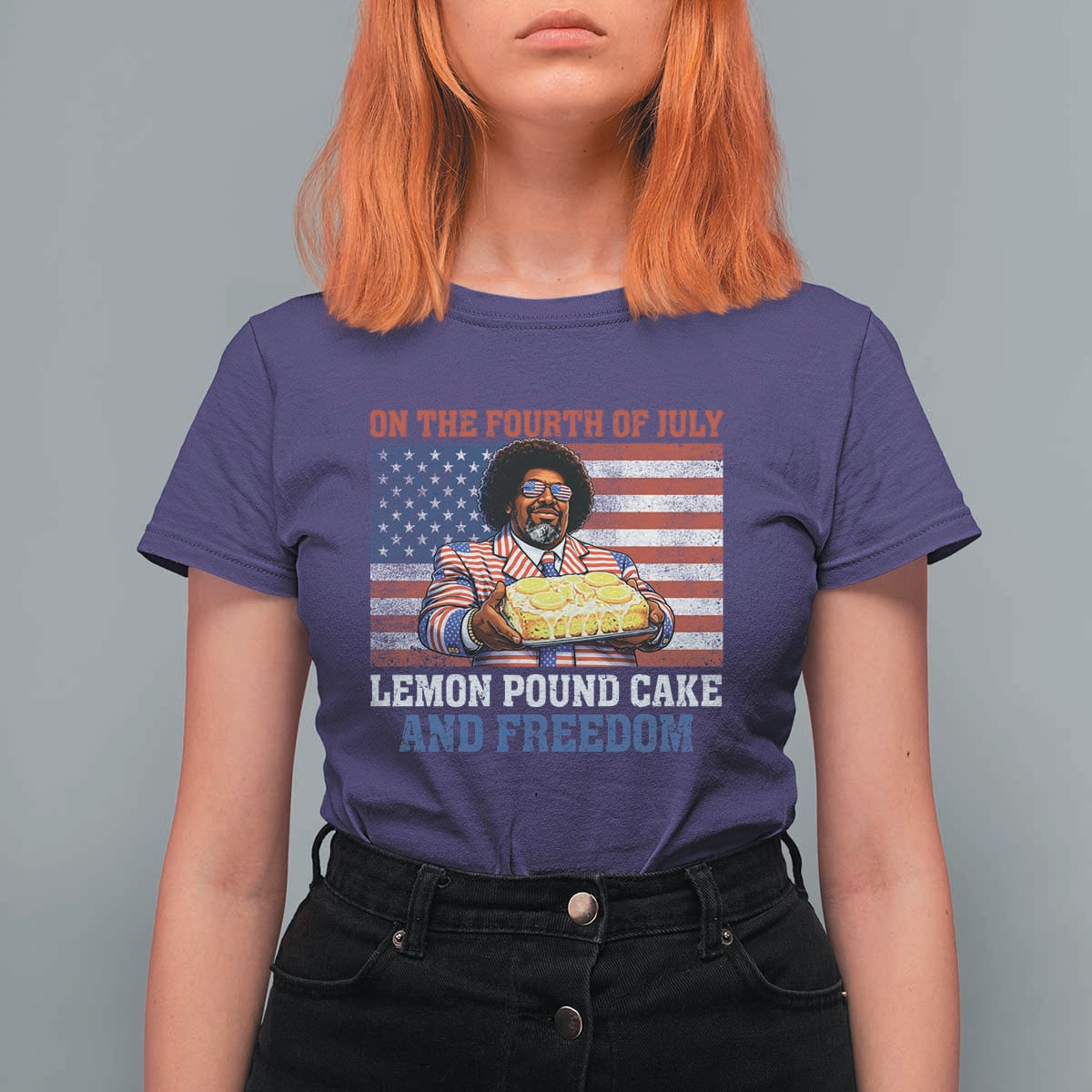 Lemon Pound Cake And Freedom T Shirt For Women 4th of July Hip Hop Edgy Humor Rap Fan