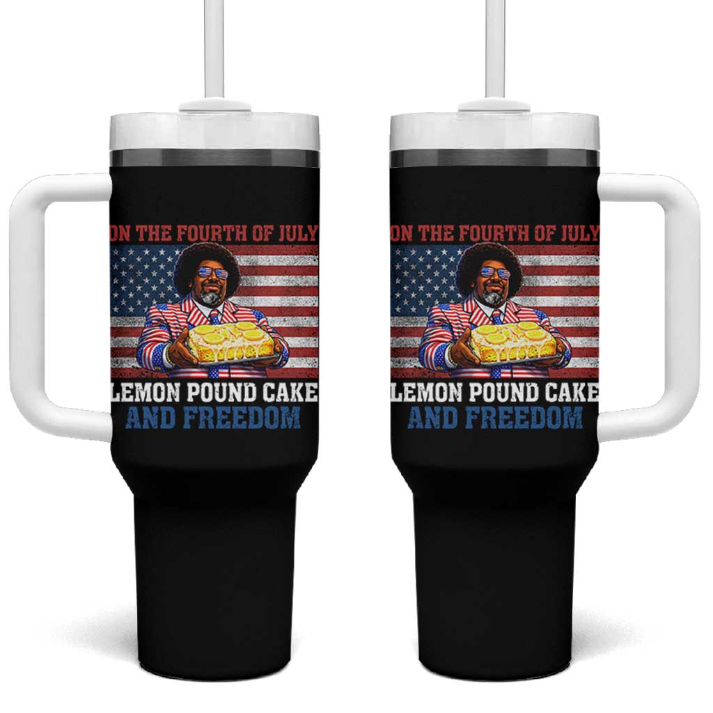 Lemon Pound Cake And Freedom Tumbler With Handle 4th of July Hip Hop Edgy Humor Rap Fan