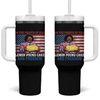 Lemon Pound Cake And Freedom Tumbler With Handle 4th of July Hip Hop Edgy Humor Rap Fan