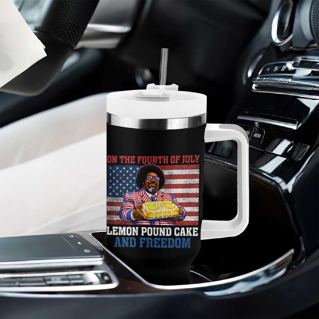 Lemon Pound Cake And Freedom Tumbler With Handle 4th of July Hip Hop Edgy Humor Rap Fan