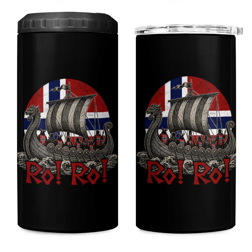 Ro Ro Norway 4 in 1 Can Cooler Tumbler Norwegian Viking Row Longship Norge Football Fan