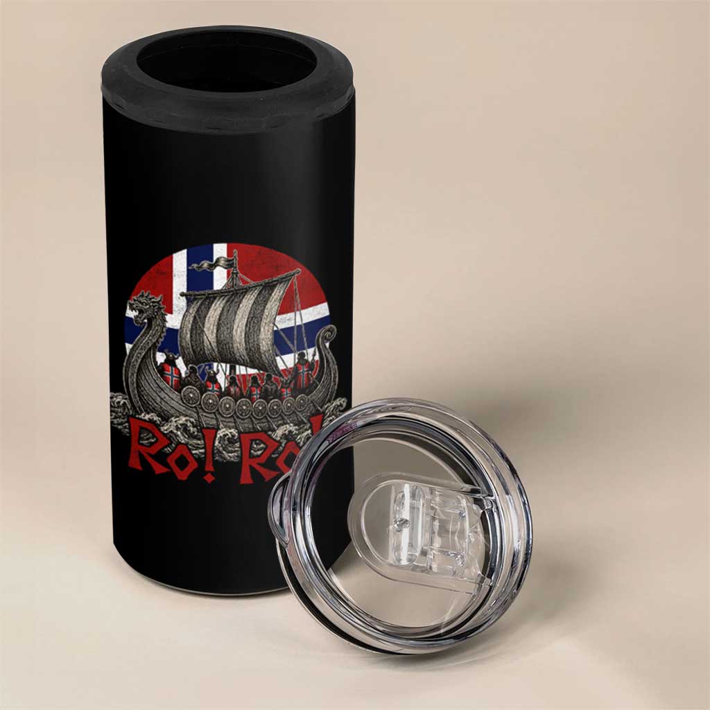 Ro Ro Norway 4 in 1 Can Cooler Tumbler Norwegian Viking Row Longship Norge Football Fan