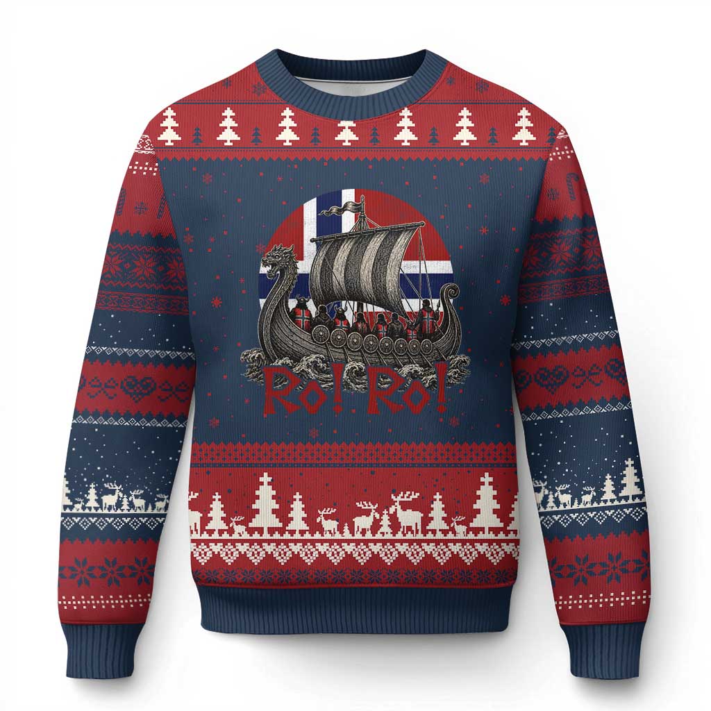 Ro Ro Norway Ugly Christmas Sweater Norwegian Viking Row Longship Norge Football Fan