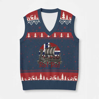 Ro Ro Norway V-Neck Knit Sweater Vest Norwegian Viking Row Longship Norge Football Fan