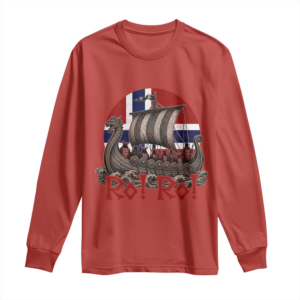 Ro Ro Norway Long Sleeve Shirt Norwegian Viking Row Longship Norge Football Fan